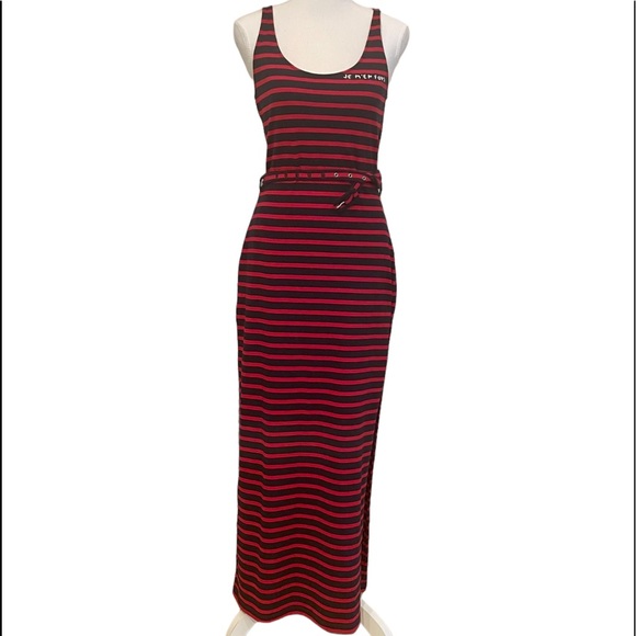 Miu Miu classic red & blue striped cotton dress w/a thin belt & sexy side slit. - Picture 2 of 10